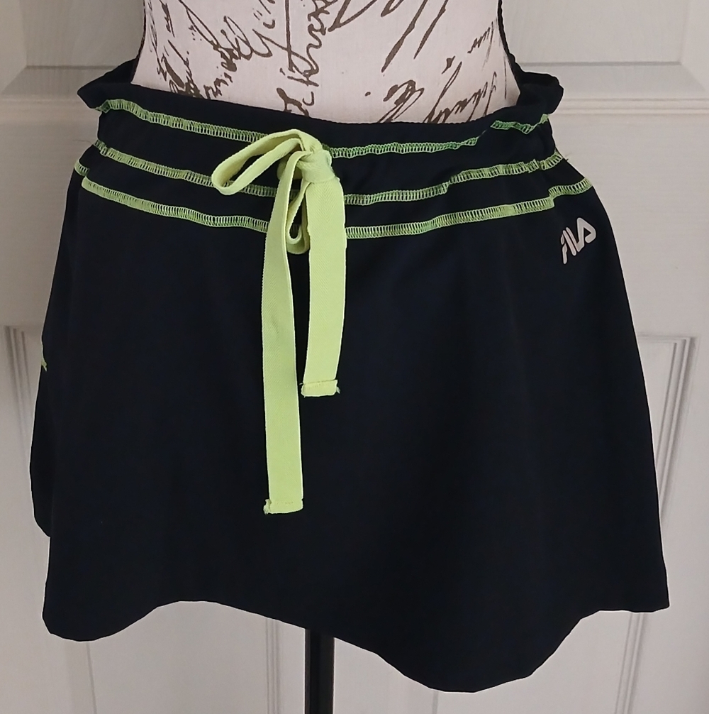 5/$25 Fila Black Skort with Lime Accents